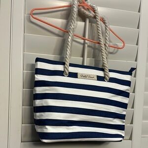 Navy and White Striped Tote Bag